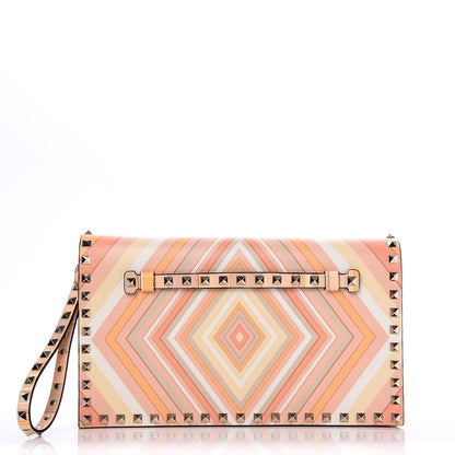 Valentino Garavani Nappa Native Couture 1975 Rockstud Wristlet Clutch Mandarin Sorbet 1 of 8