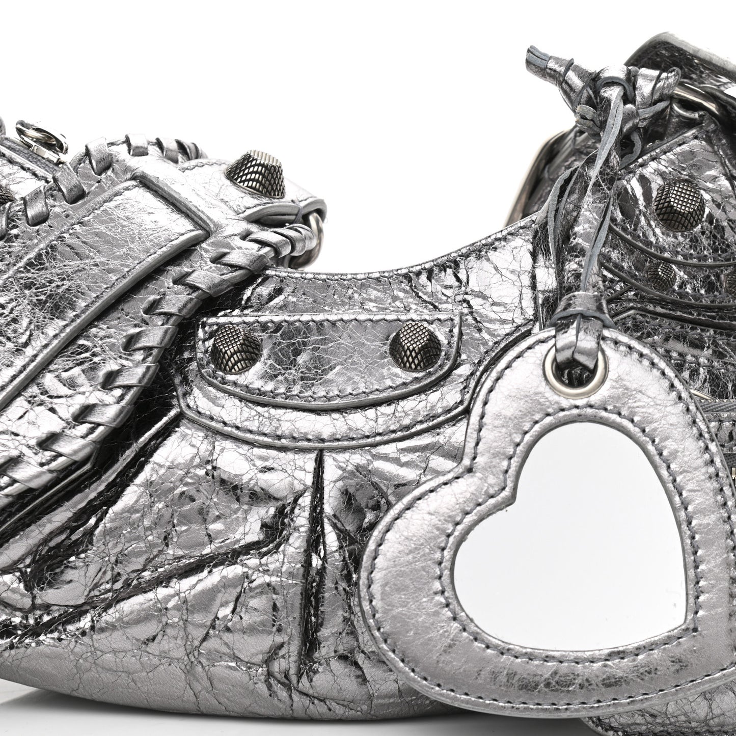 Metallic Agneau Arena Le Cagole Shoulder Bag XS Silver