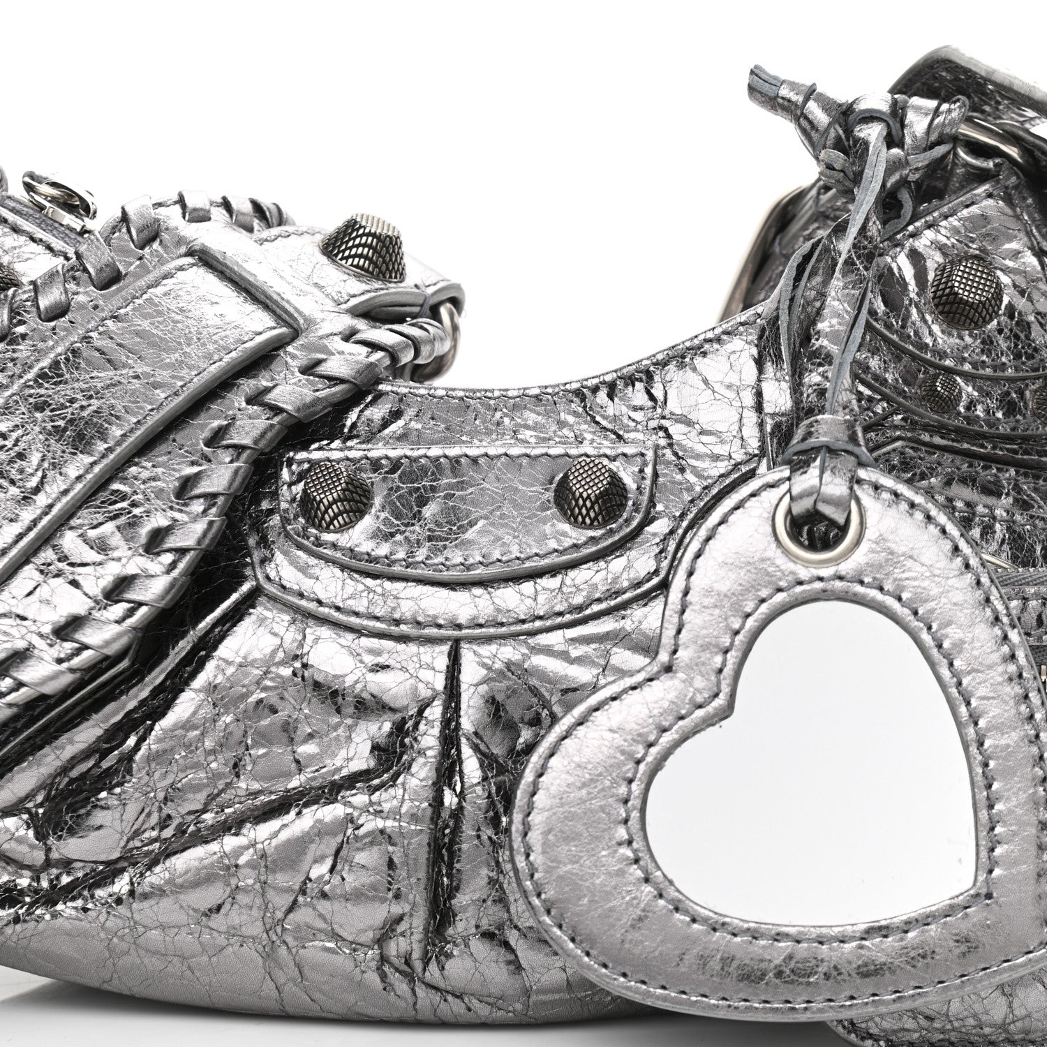 Balenciaga Metallic Agneau Arena Le Cagole Shoulder Bag XS Silver 9 of 11