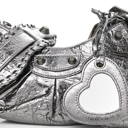 Balenciaga Metallic Agneau Arena Le Cagole Shoulder Bag XS Silver 9 of 11