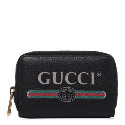 Gucci Calfskin Logo Zip Around Card Case Black 1 of 9