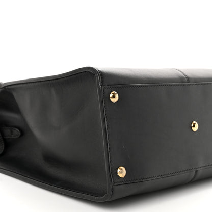 Fendi Vitello Seta Glazed Fabric FF 1974 Medium Peekaboo X-Lite Black Mogano Panna 8 of 9
