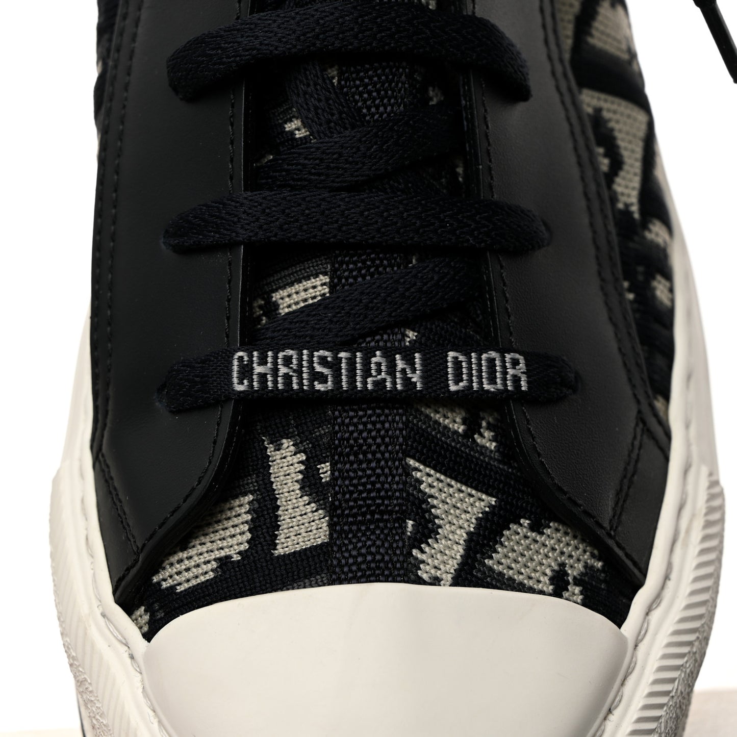 Technical Knit Calfskin Oblique Womens Walk'n Dior Mid Top Sneakers 38 Deep Blue