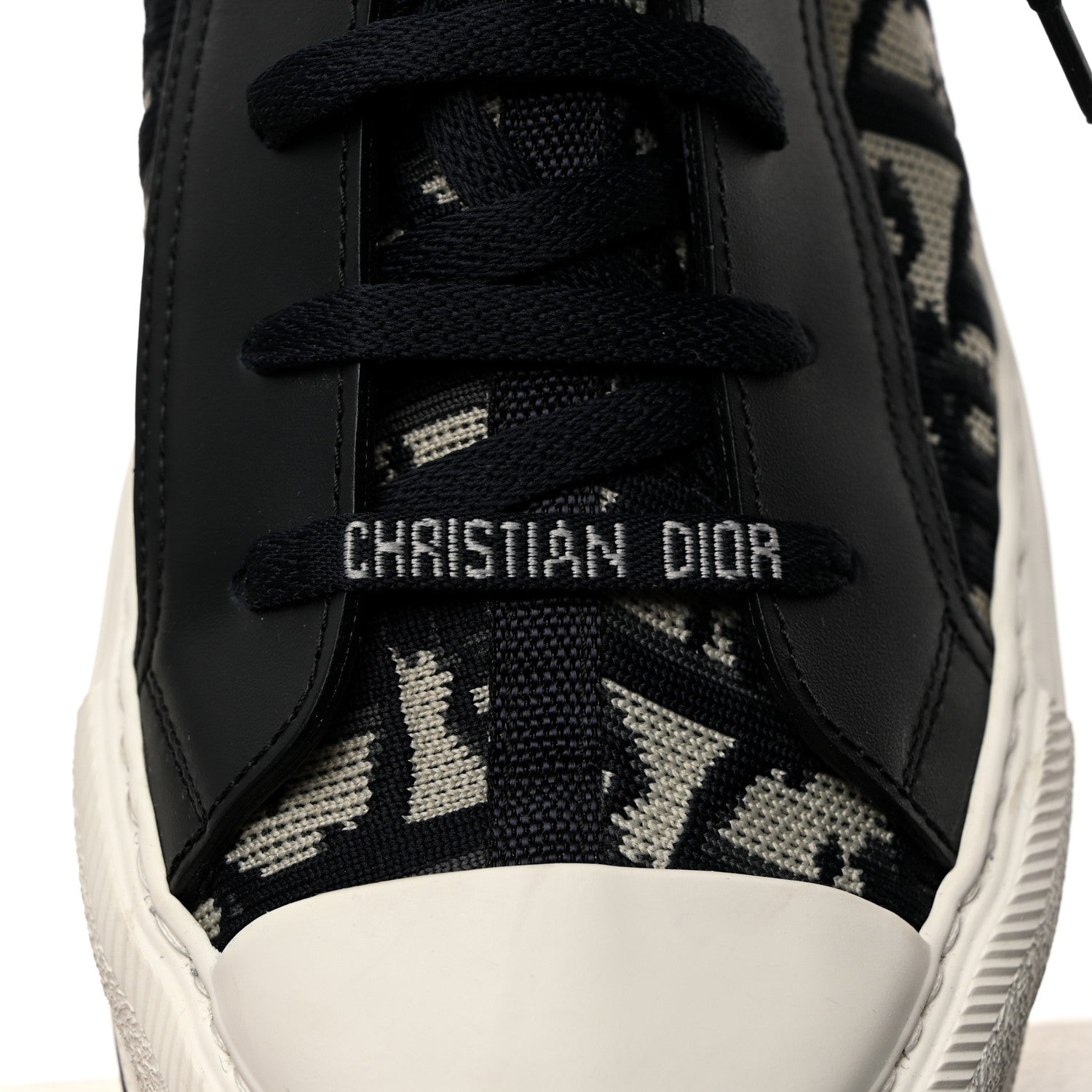 Christian Dior Technical Knit Calfskin Oblique Womens Walk'n Dior Mid Top Sneakers 38 Deep Blue 7 of 10