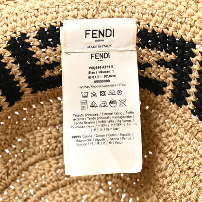 Fendi Cotton FF Woven Bucket Hat S Naturale Black 8 of 8