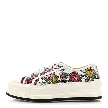 Christian Dior Canvas Jardin Botanique Embroidered Womens Walk'N'Dior Low Top Sneakers 37 White Multicolor 1 of 9
