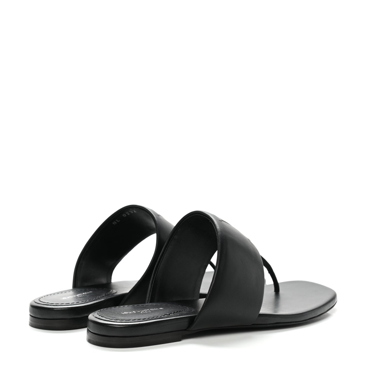 Lambskin Embossed Monogram Drapy Flat Thong Sandal 39 Black