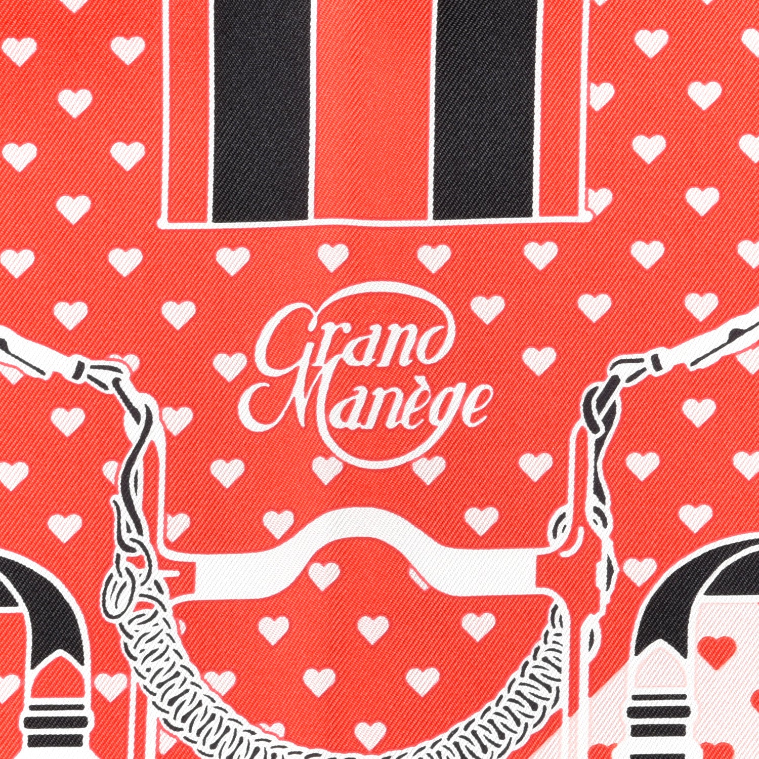 Hermes Silk Grand Manege Cut Bandana Love Scarf 70 Rouge Rose Black 2 of 5