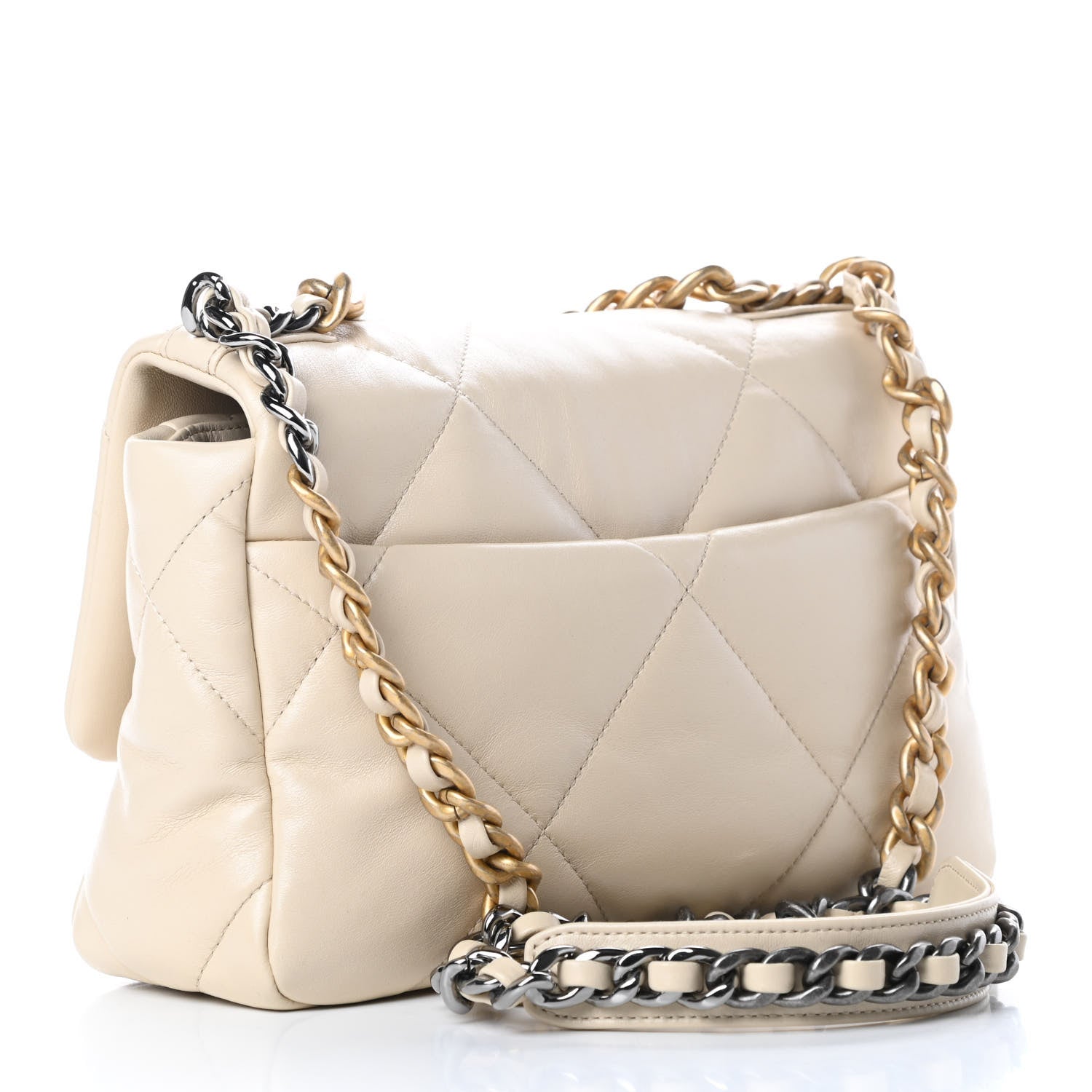 Chanel Lambskin Quilted Medium Chanel 19 Flap Beige 3 of 10