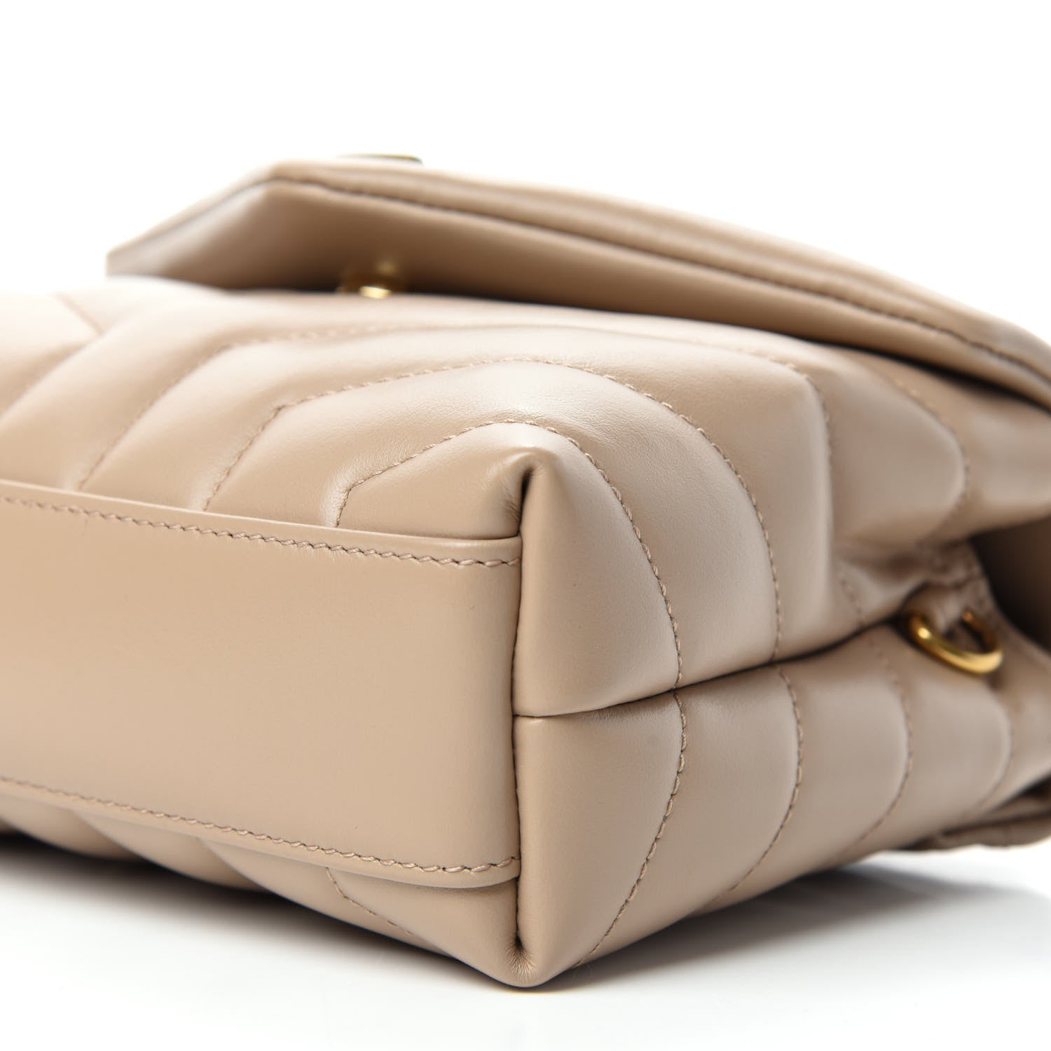 Saint Laurent Calfskin Y Quilted Monogram Toy Loulou Crossbody Bag Dark Beige 7 of 12