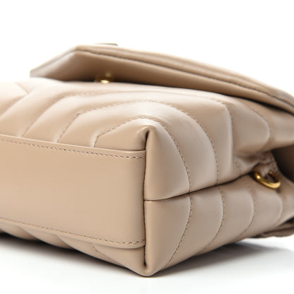 Saint Laurent Calfskin Y Quilted Monogram Toy Loulou Crossbody Bag Dark Beige 7 of 12
