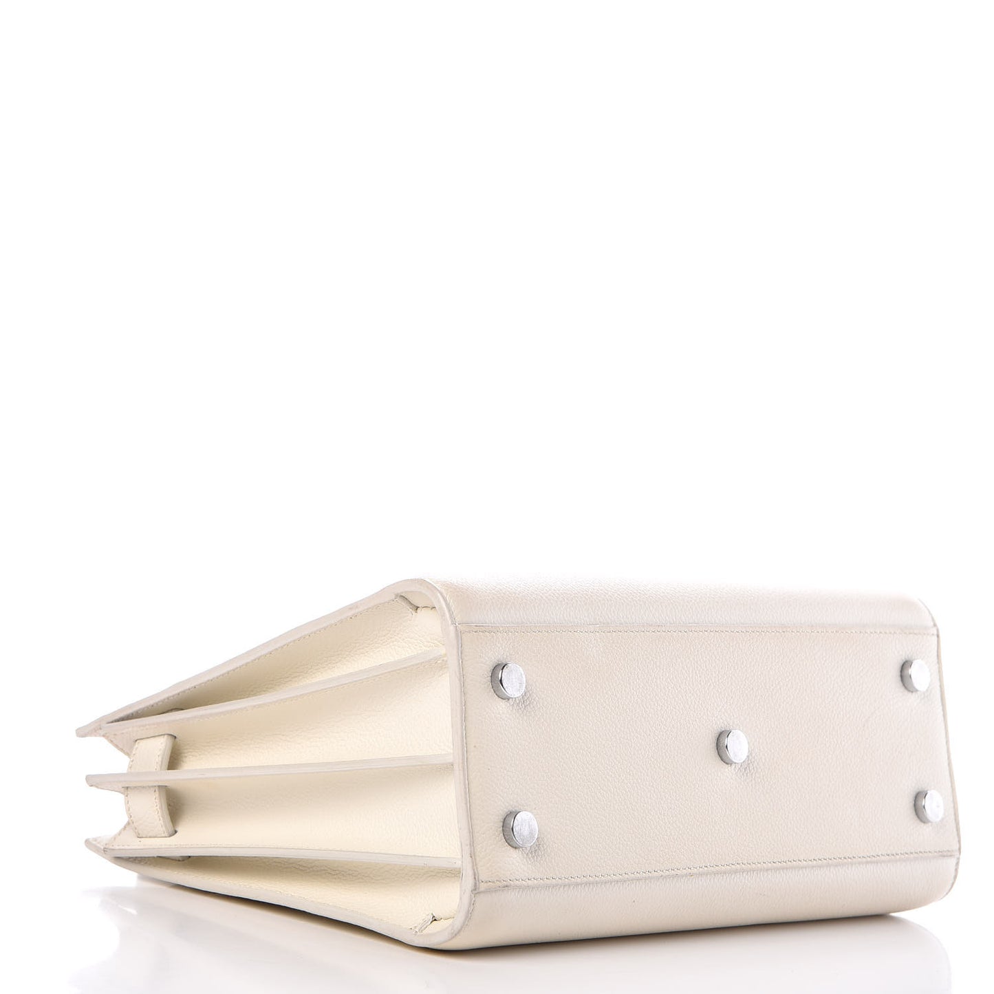 Grained Calfskin Baby Sac De Jour White