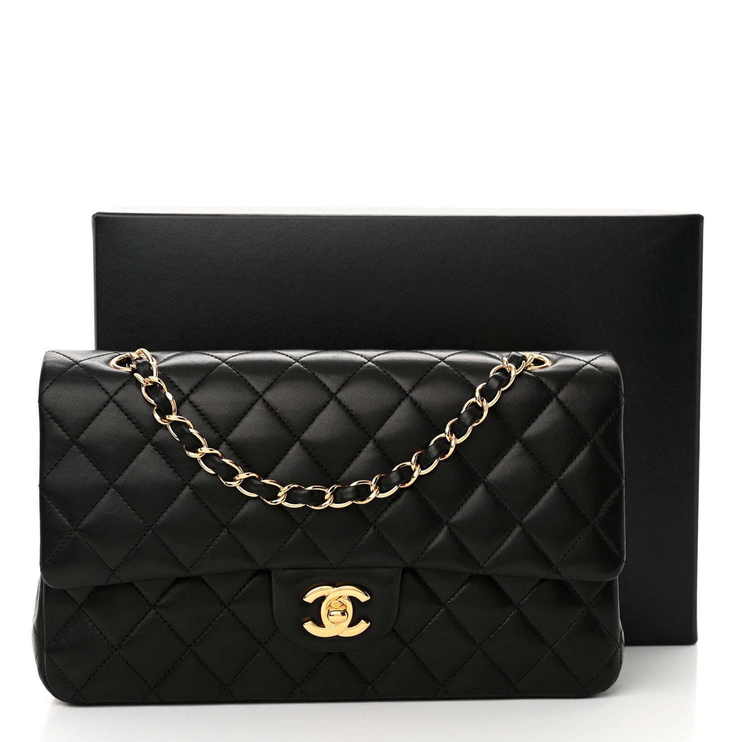 Chanel Lambskin Quilted Medium Double Flap Black 14 of 14