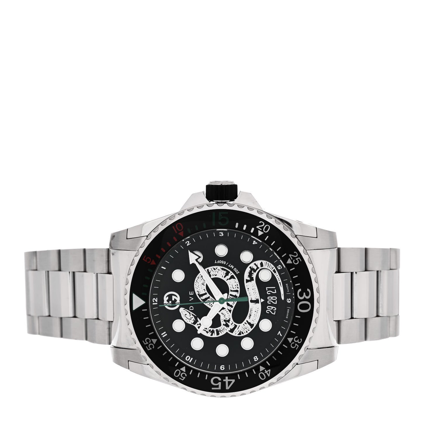 Stainless Steel 45mm Dive Snake Quartz Watch Black