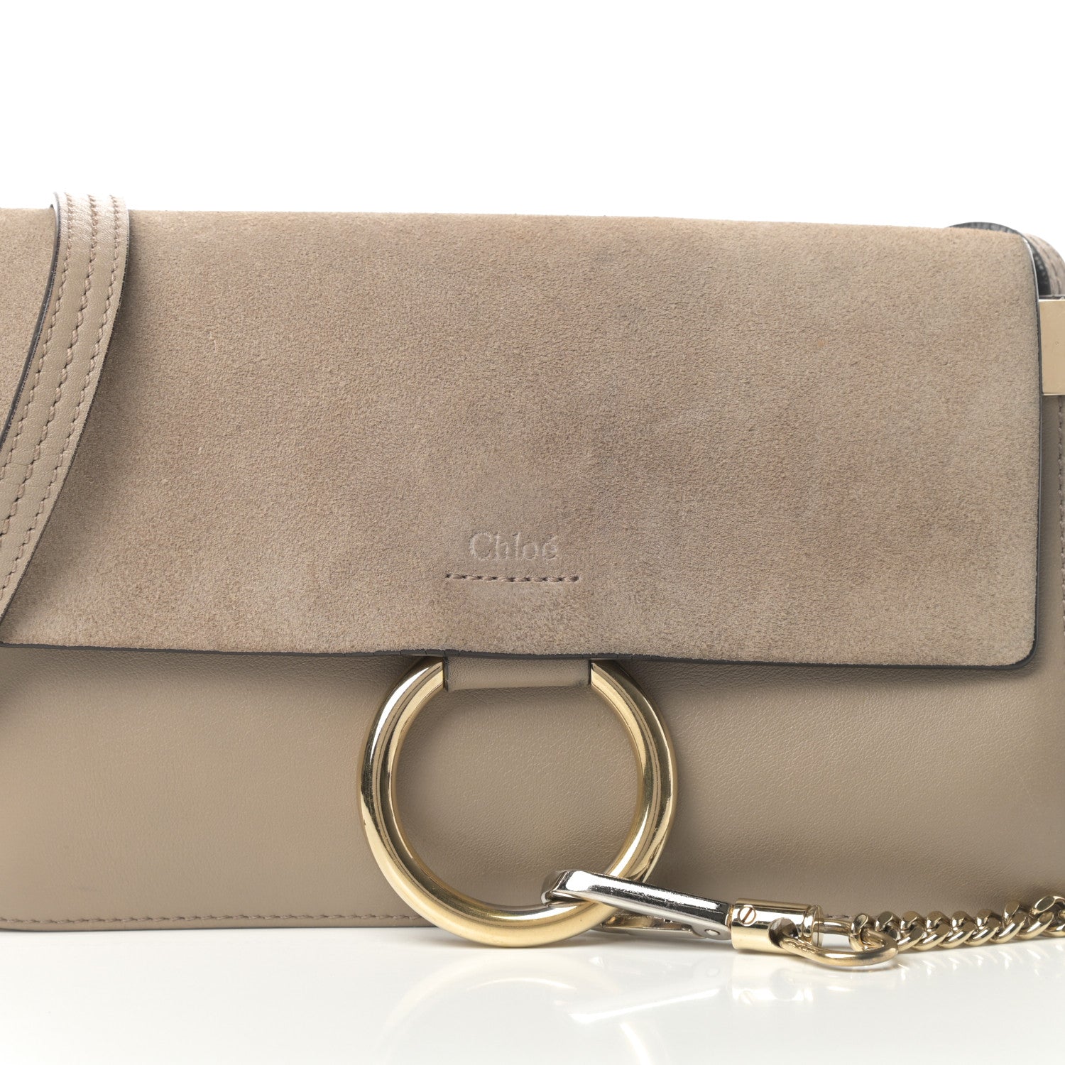 Chloe Suede Calfskin Small Faye Shoulder Bag Motty Grey 8 of 15
