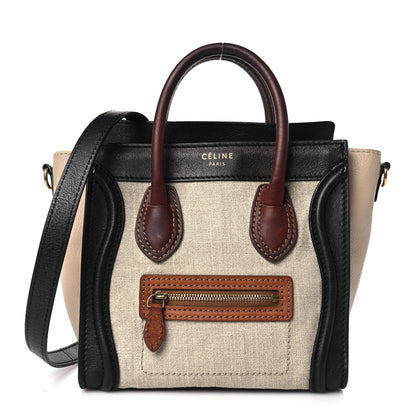 Celine Canvas Smooth Calfskin Nano Tri-Color Luggage Natural Black Tan 1 of 9