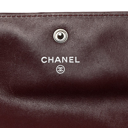 Chanel Striated Patent Quilted Large Gusset Flap Wallet Bordeaux 6 of 8