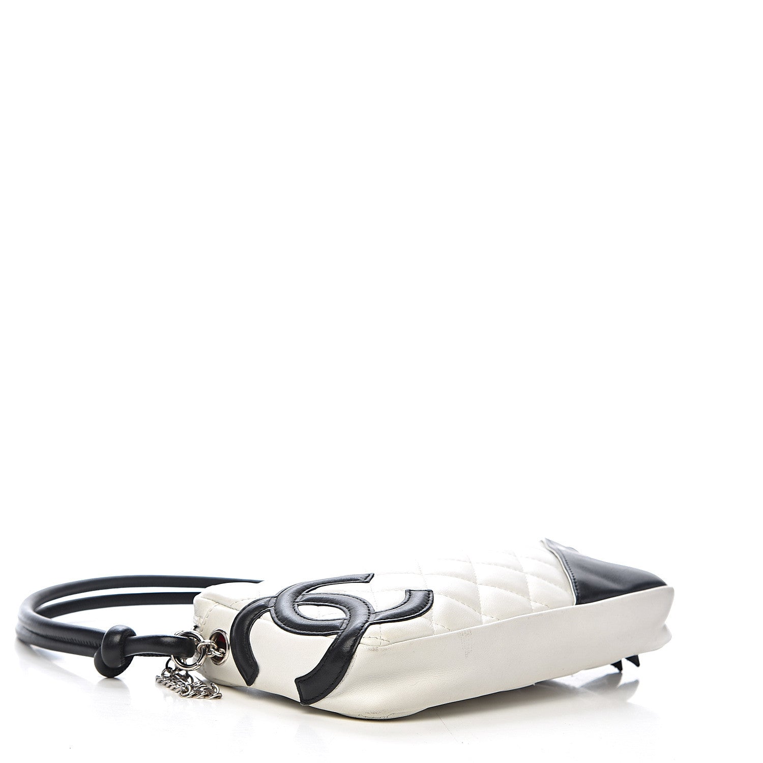 Chanel Calfskin Quilted Cambon Pochette White Black 3 of 13