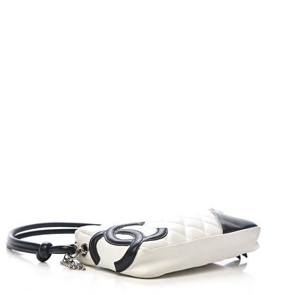 Chanel Calfskin Quilted Cambon Pochette White Black 3 of 13