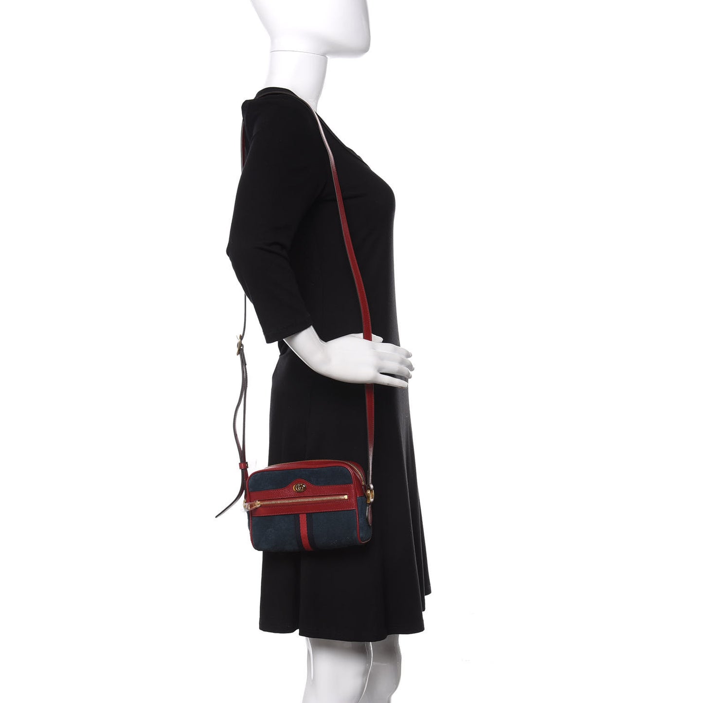 Suede Calfskin Web Mini Ophidia Shoulder Bag New Blue Romantic Cherry