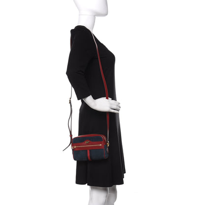 Gucci Suede Calfskin Web Mini Ophidia Shoulder Bag New Blue Romantic Cherry 2 of 10