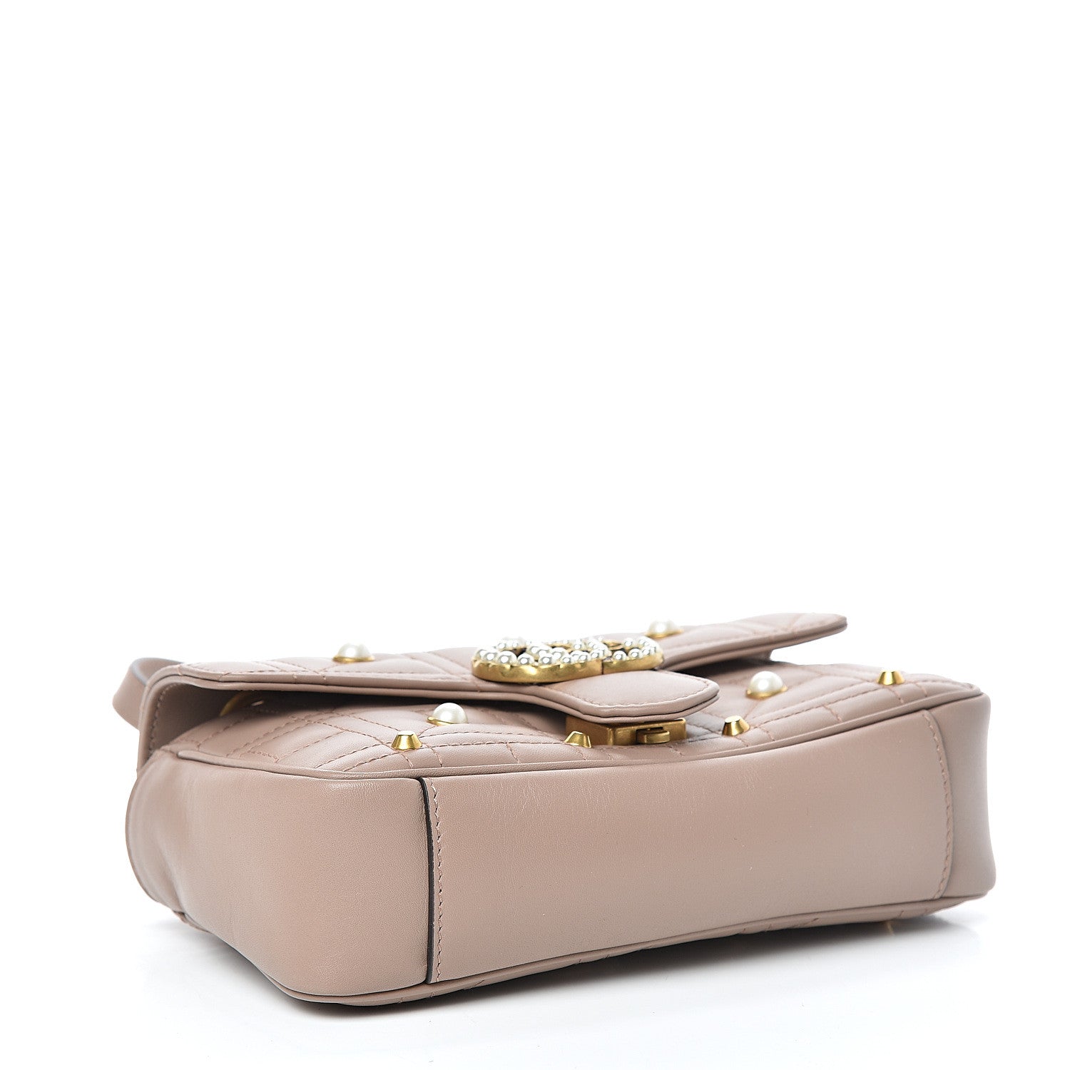 Gucci Calfskin Matelasse Studded Mini Pearly GG Marmont Shoulder Bag Porcelain Rose 4 of 12