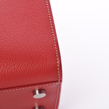 Saint Laurent Grained Calfskin Topstitch Baby Sac De Jour Red 9 of 9