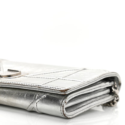 Christian Dior Metallic Crinkled Lambskin Diorama Croisiere Chain Wallet Silver 10 of 13