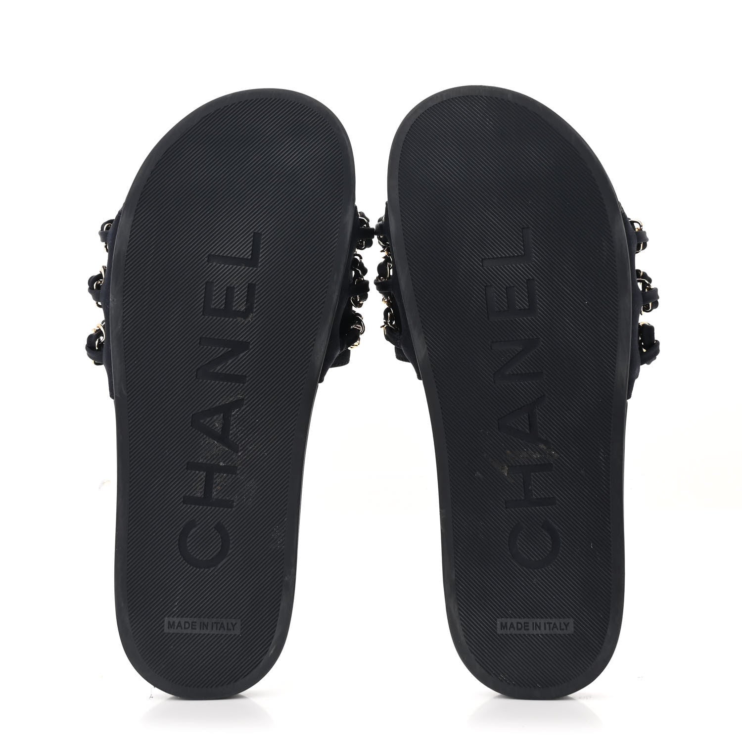 Chanel Satin Chain Flat Sandals 37 Marine 6 of 11