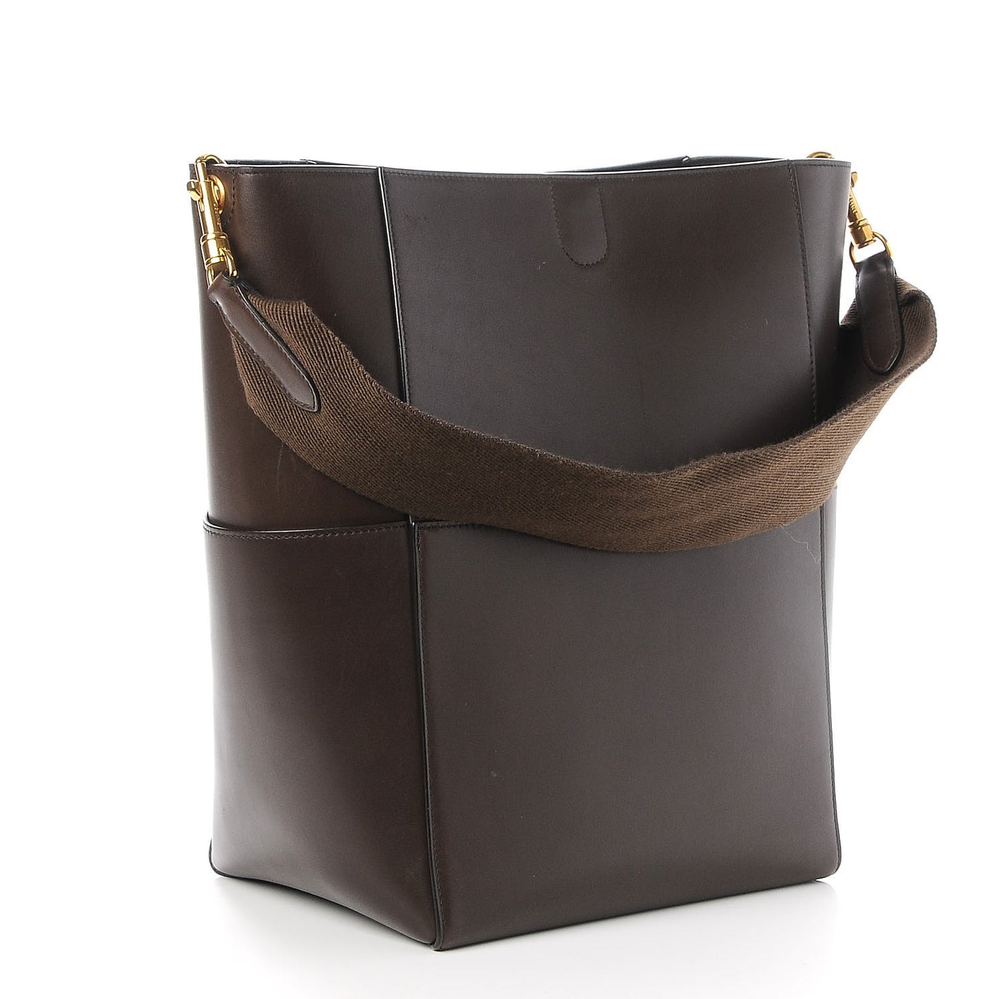 Supersoft Calfskin Sangle Bucket Bag Wood
