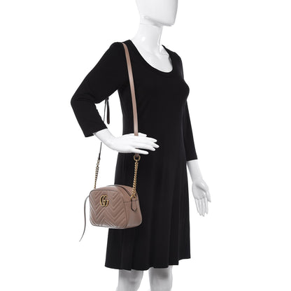 Gucci Calfskin Matelasse Small GG Marmont Chain Shoulder Bag Taupe 2 of 8
