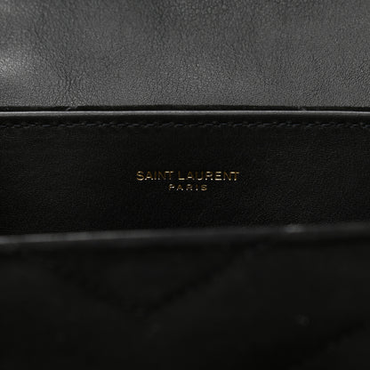 Saint Laurent Suede Calfskin Y Quilted Monogram Small Loulou Chain Satchel Black 6 of 11