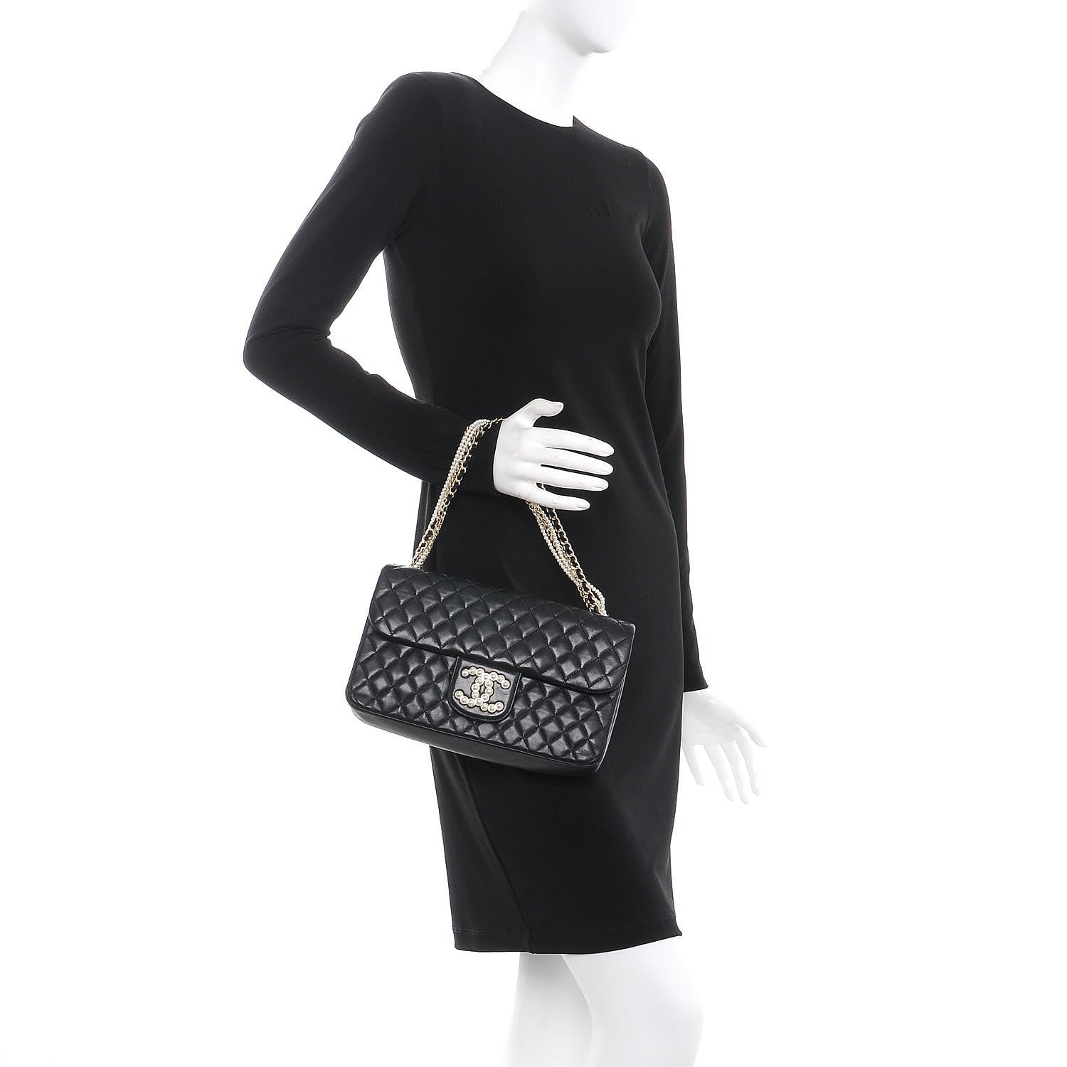 Chanel Lambskin Medium Westminster Pearl Flap Black 2 of 7