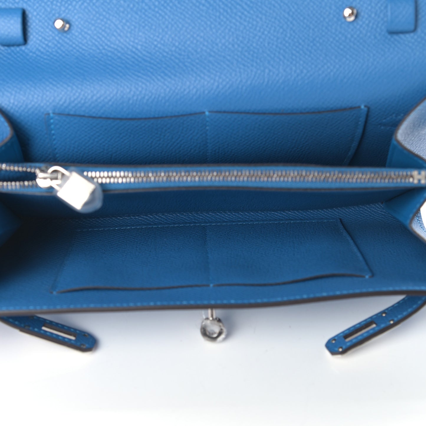 Epsom Shiny Alligator Touch Kelly Wallet To Go Mykonos Bleu Zellige