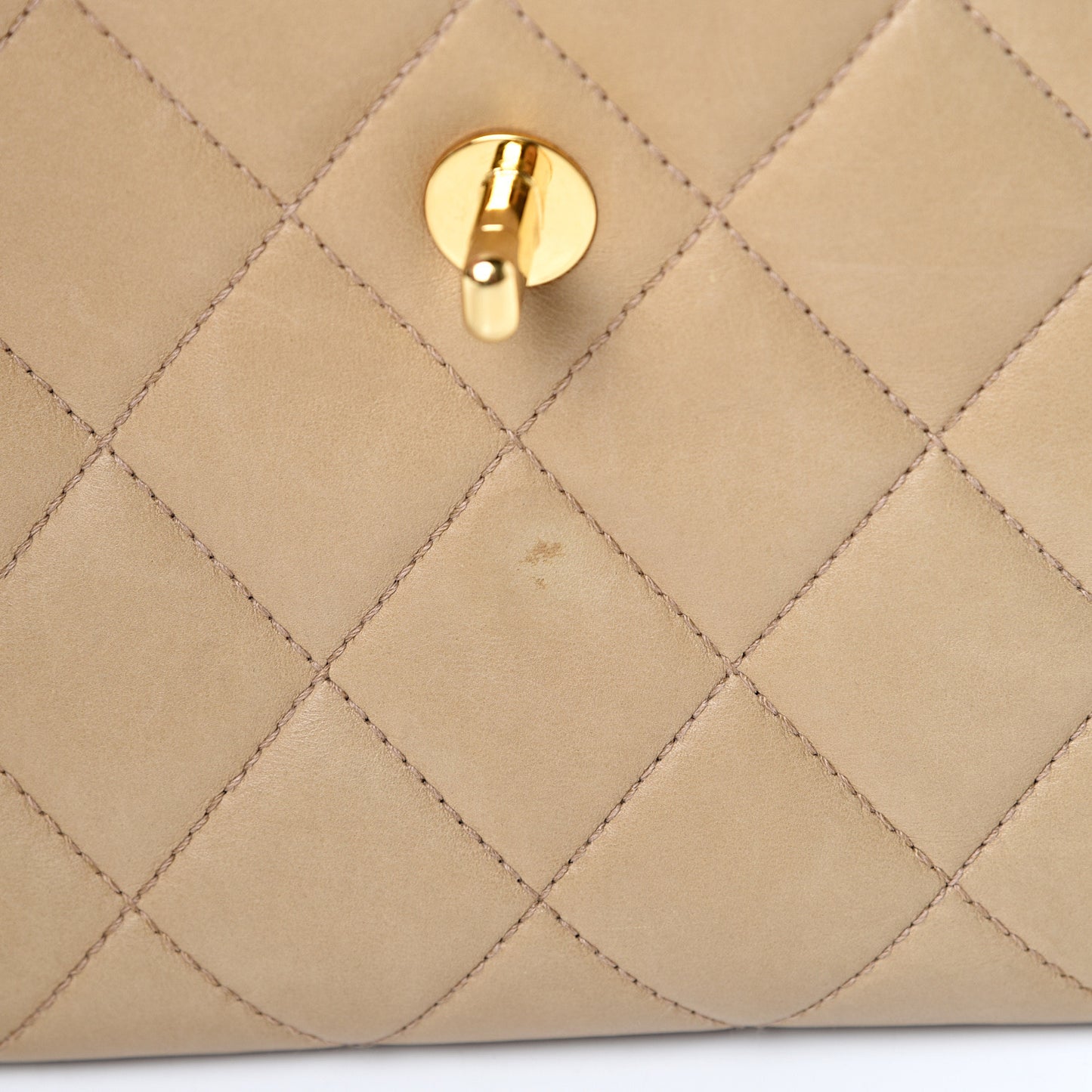 Lambskin Quilted Flap Shoulder Bag Beige