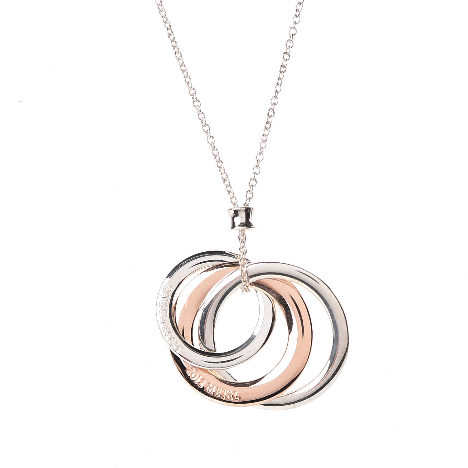 Tiffany Sterling Silver Rubedo Small Interlocking Circles Pendant Necklace 4 of 8