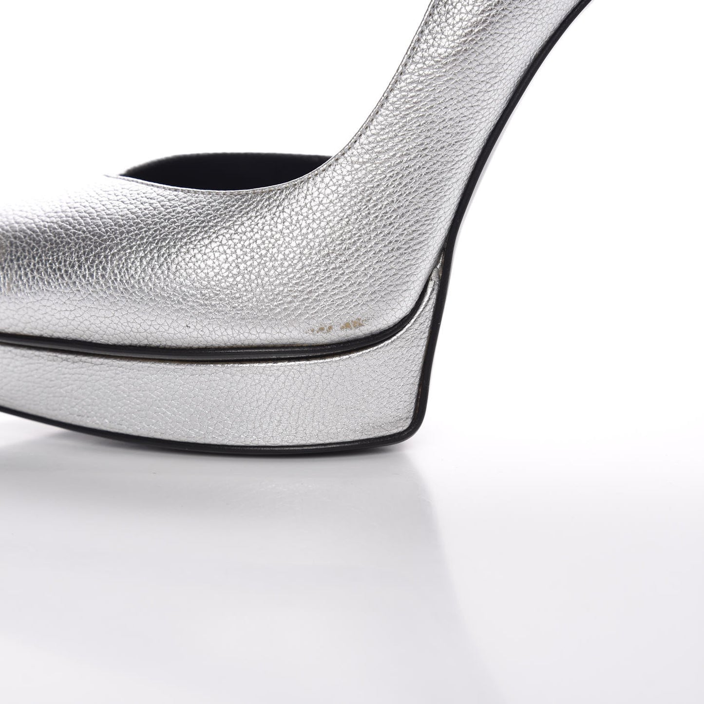 Metallic Grained Calfskin Janis 105 D'Orsay Pumps 38.5 Argento