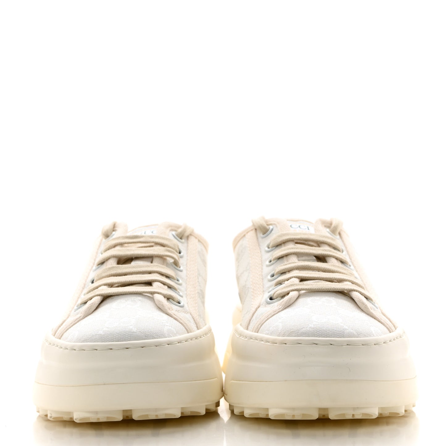 GG Monogram Womens 1977 Tennis Platform 52mm Sneakers 37 Great White Mystic White