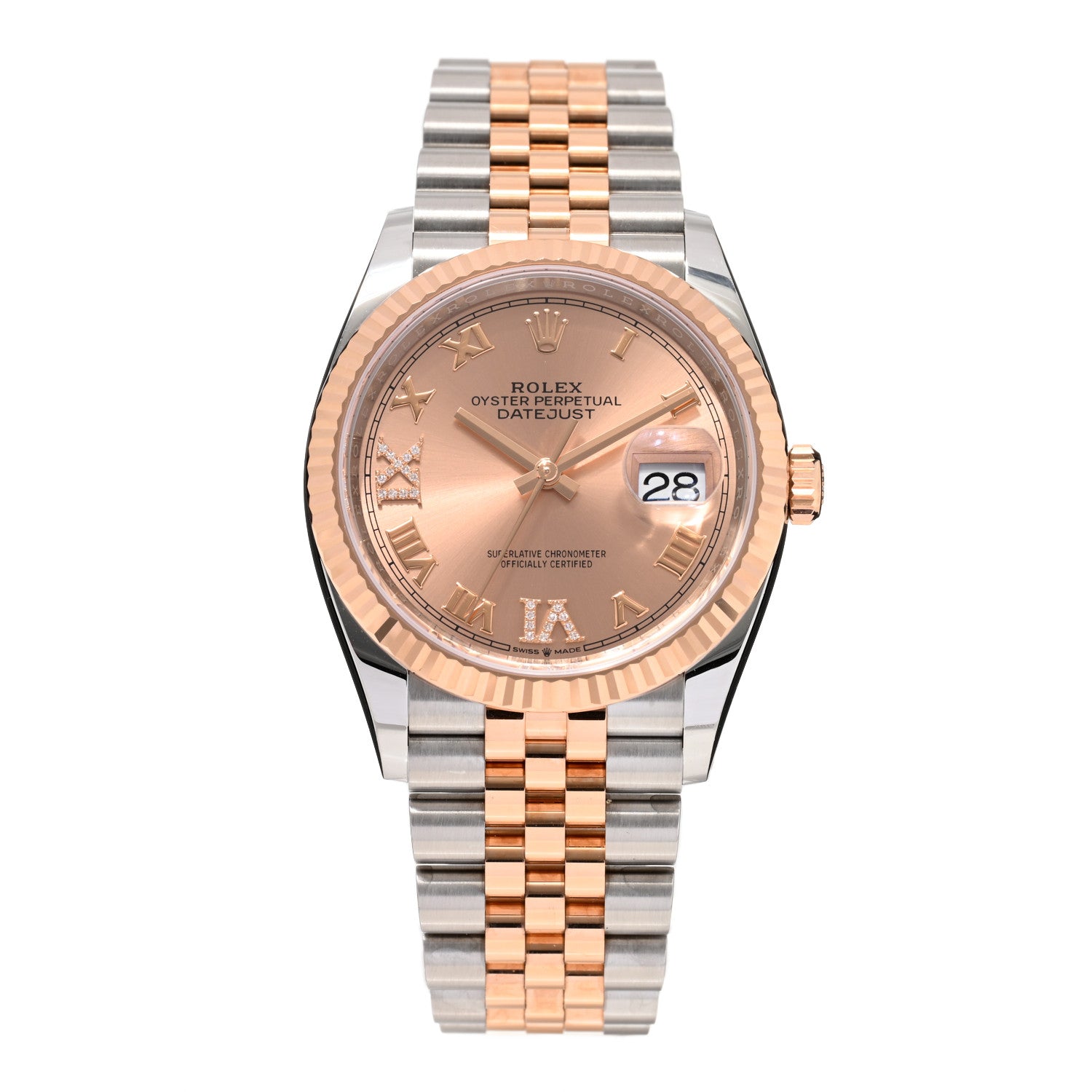 Rolex Stainless Steel 18K Everose Gold Diamond 36mm Oyster Perpetual Datejust Watch Rose Roman 126231 1 of 5