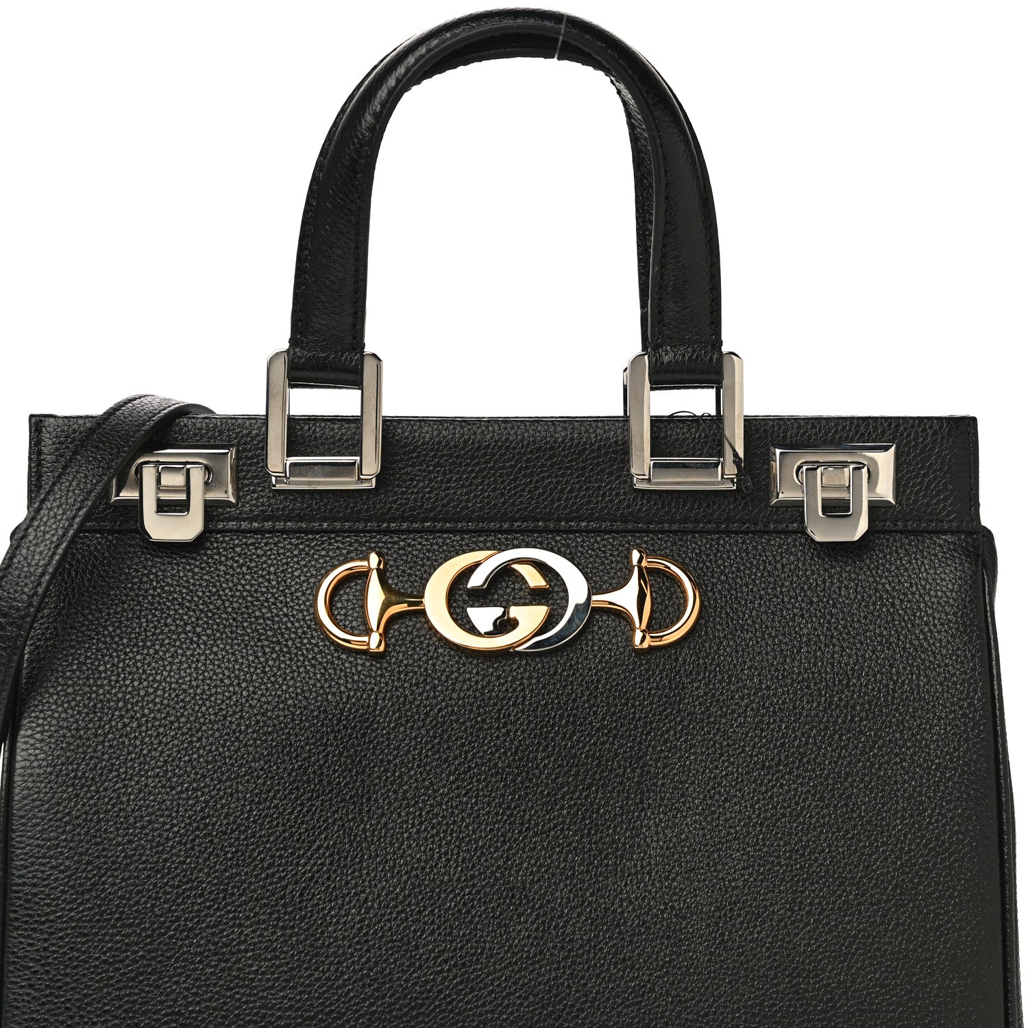 Gucci Grainy Calfskin Small Zumi Top Handle Bag Black 9 of 11