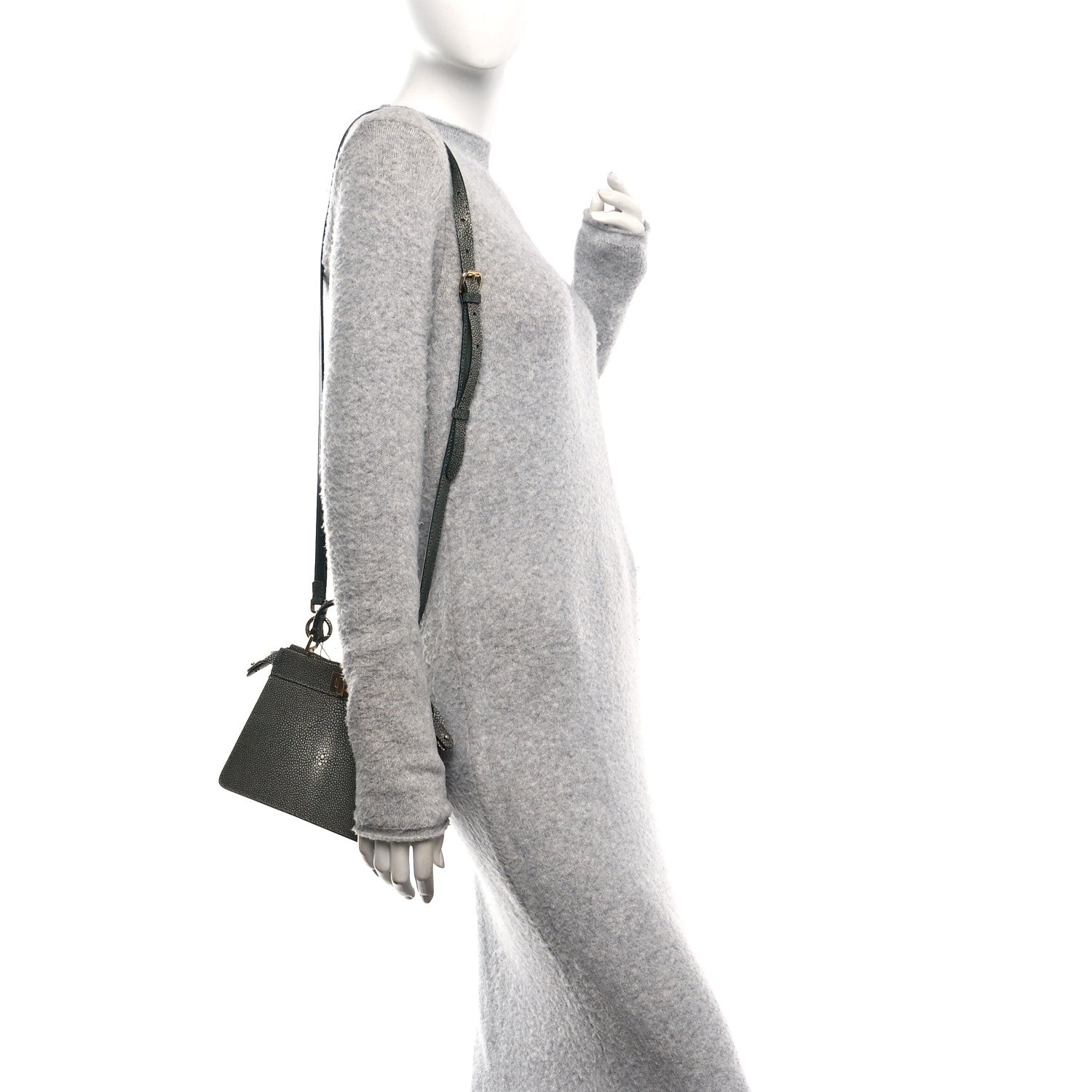 Fendi Stingray Shiny Nappa Petite Peekaboo I SEE U Satchel Verde Ingles 2 of 11