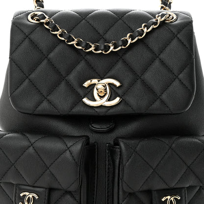 Chanel Shiny Caviar Quilted Medium Duma Pockets Drawstring Backpack Black 8 of 10