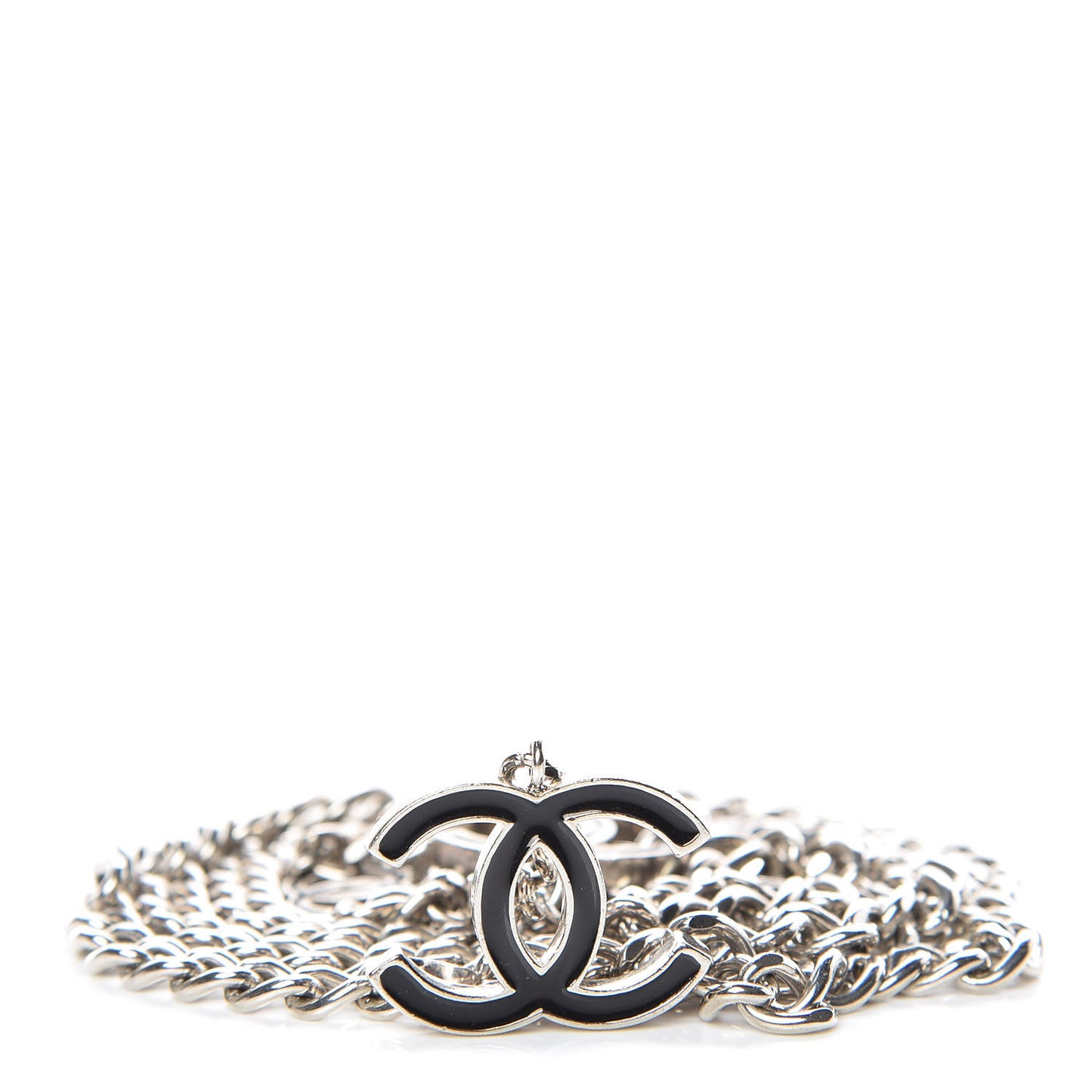 Enamel Chain Belt Silver Black