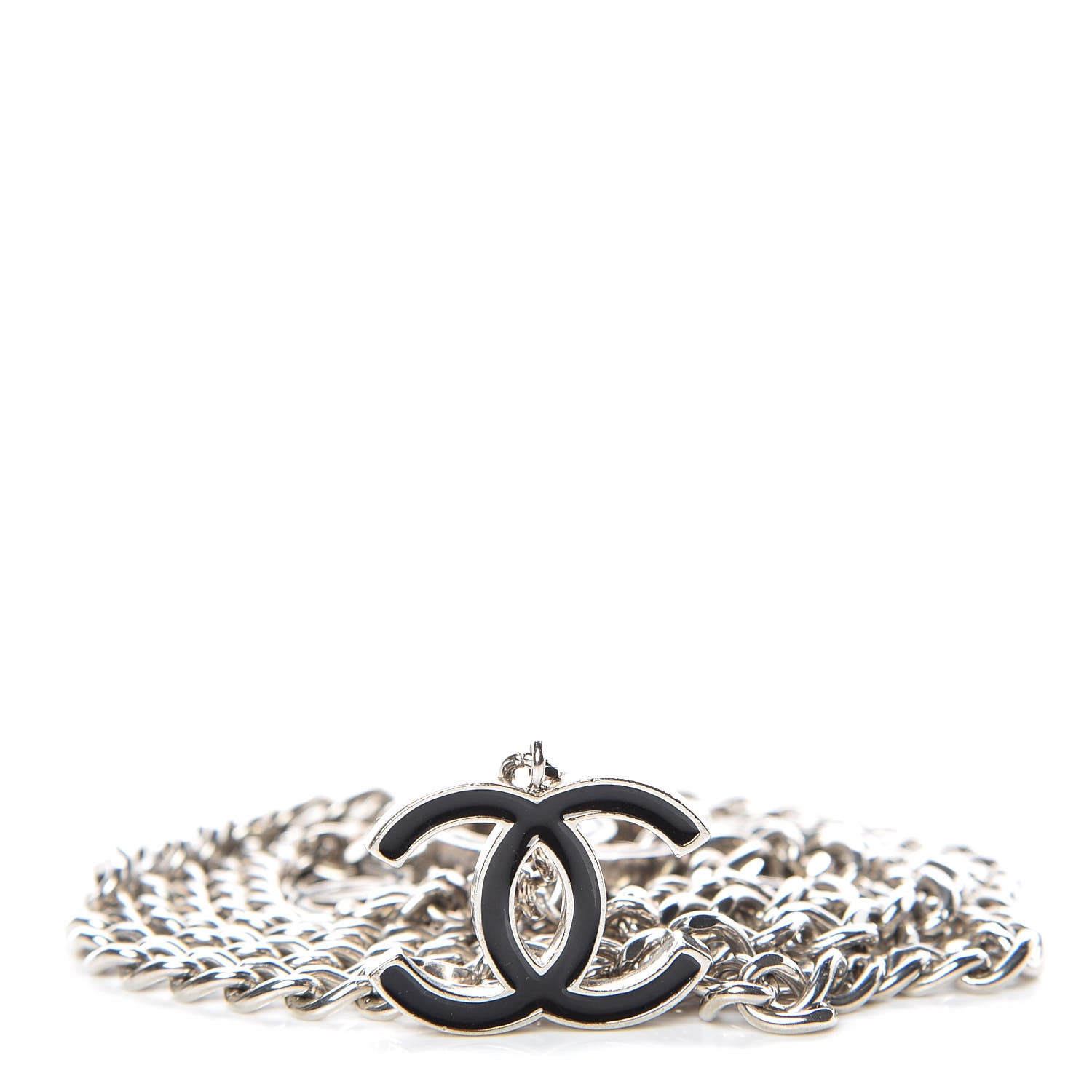 Chanel Enamel Chain Belt Silver Black 1 of 4
