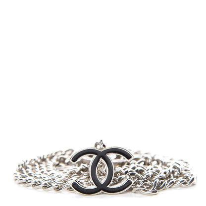 Chanel Enamel Chain Belt Silver Black 1 of 4