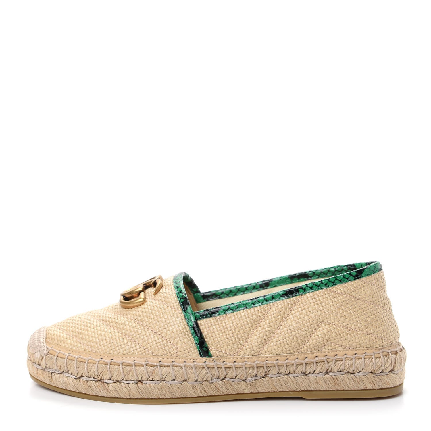 Gucci Straw Elaphe Matelasse GG Marmont Espadrilles 35.5 Natural New Shamarock 1 of 11