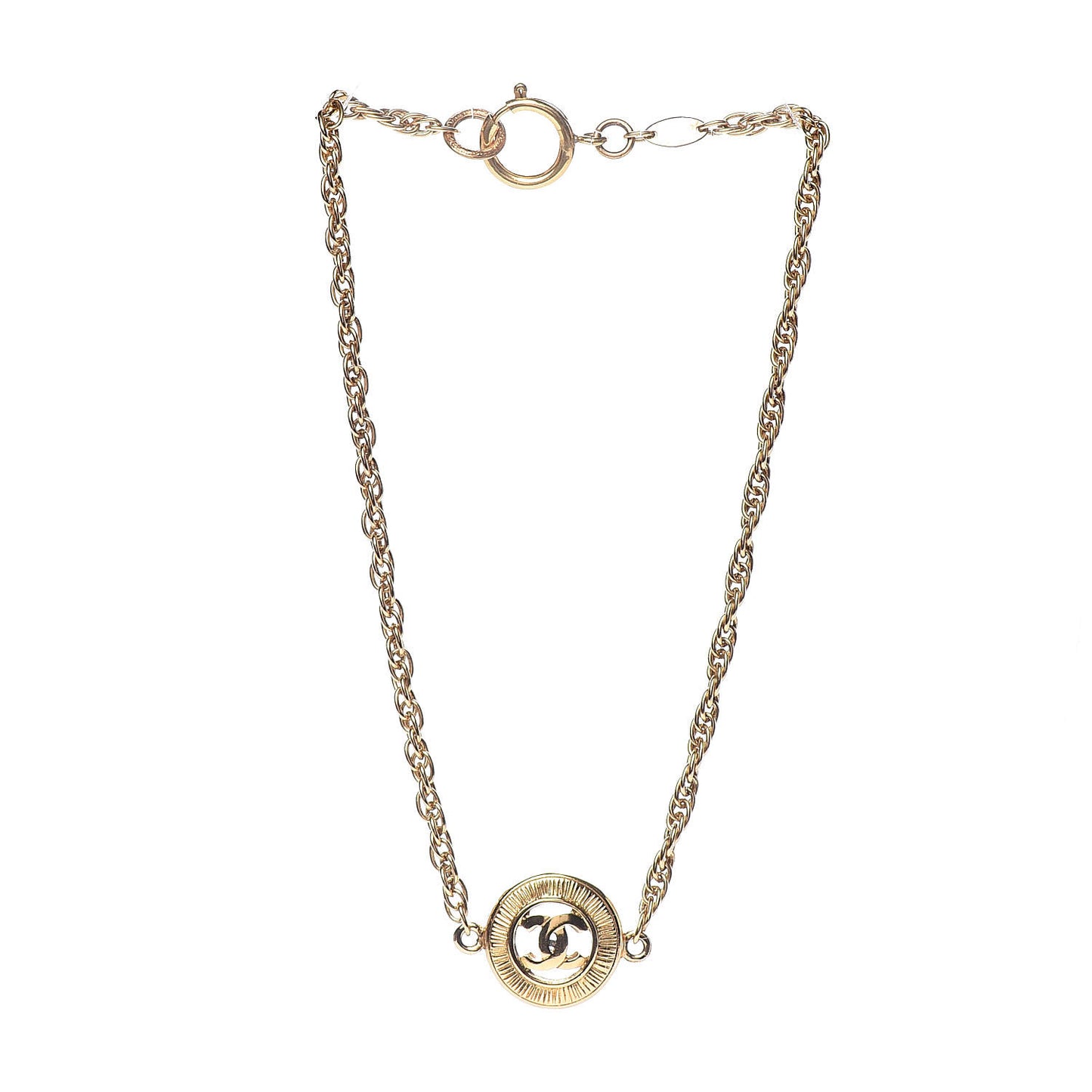 CC Medallion Choker Chain Necklace Gold