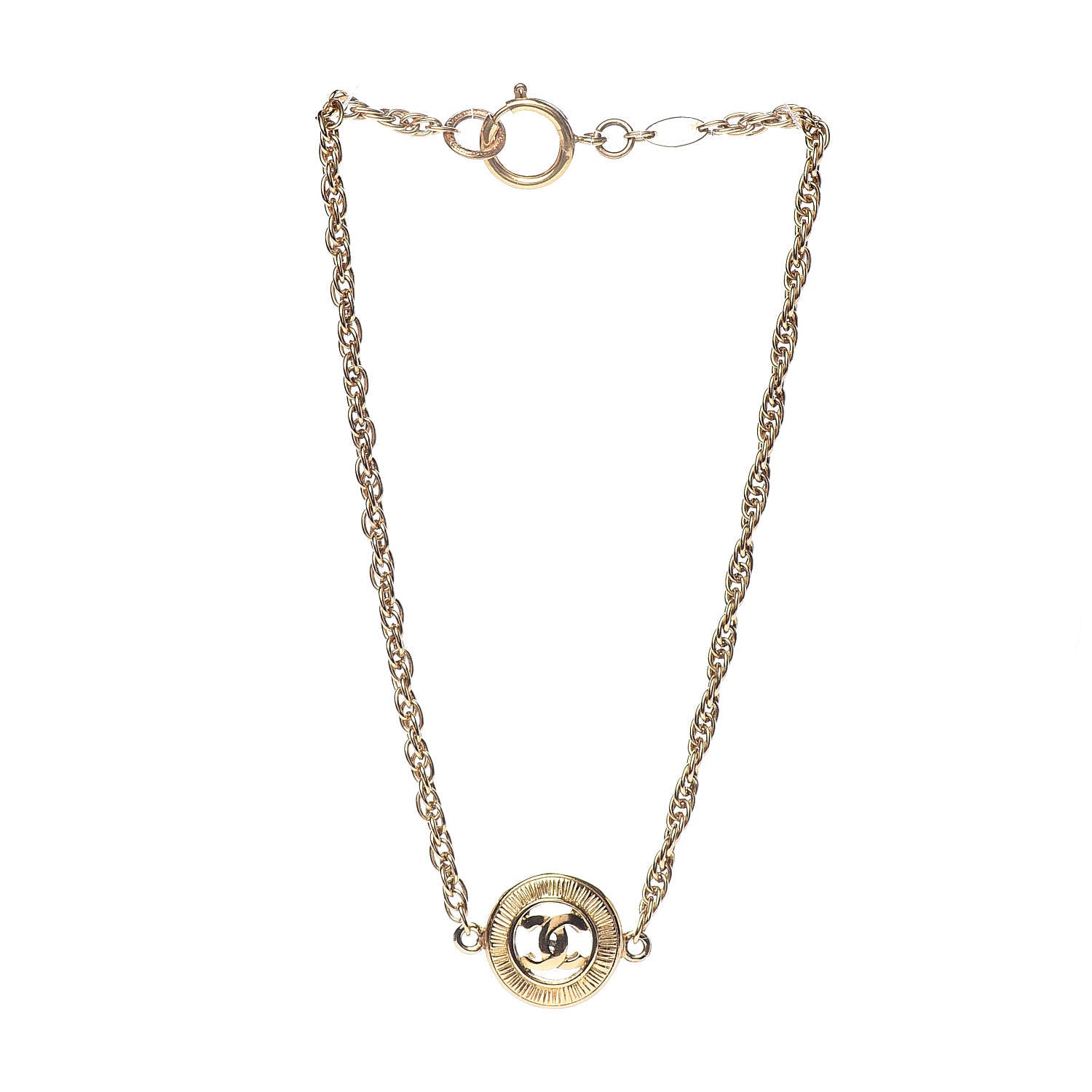 Chanel CC Medallion Choker Chain Necklace Gold 3 of 6