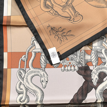 Hermes Silk Double Face Della Cavalleria Fine Scarf 90 Marron Beige Caramel 3 of 5