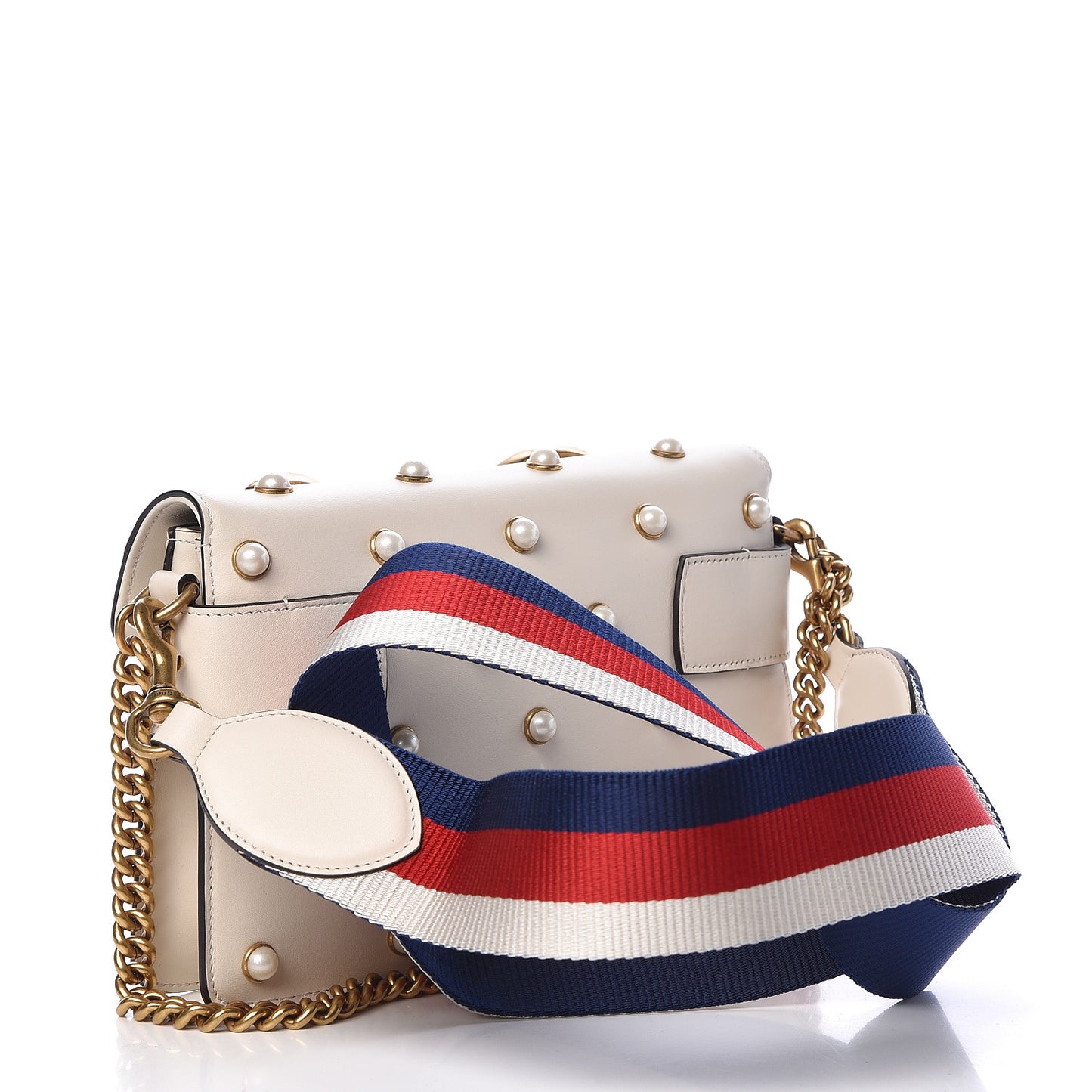 Nappa Pearl Studded Mini Queen Margaret Broadway Shoulder Bag Mystic White